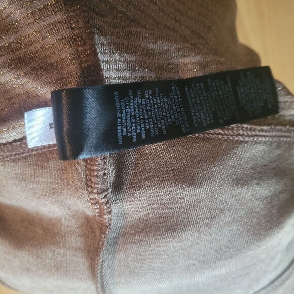 Chicos Metallic Gold Long Sleeve Asymmetrical Buttoned Neck Top - Size S - Picture 7 of 7